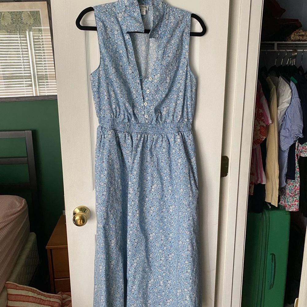 J. Crew Blue Floral Sleeveless Maxi Dress